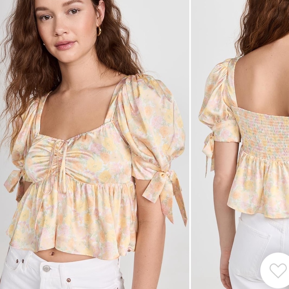 WAYF terry top in yellow mini roses